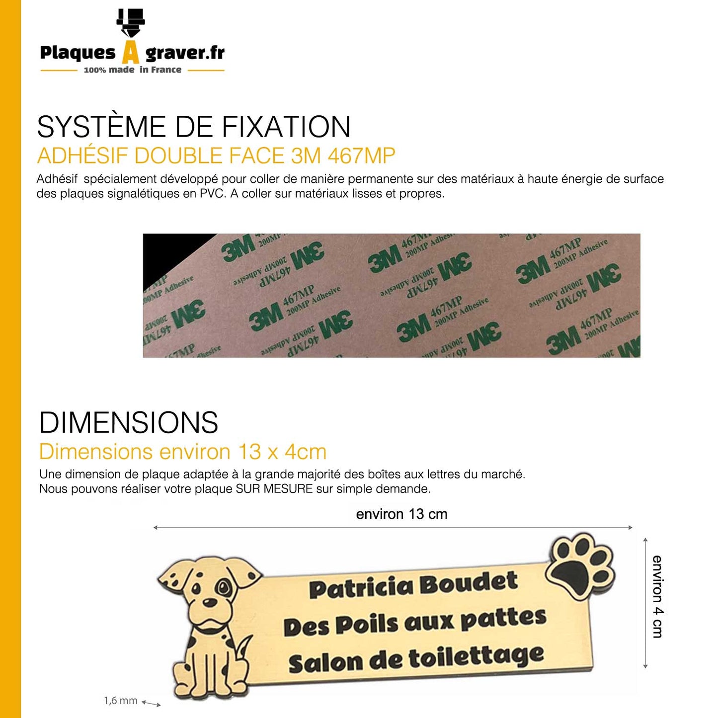 Plaque boîte aux lettres personnalisée adhésive - Chien 3D