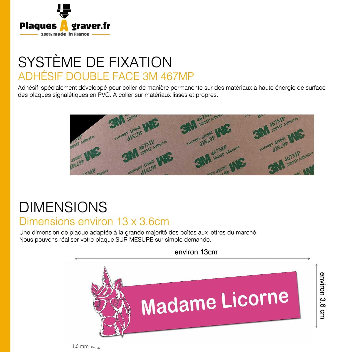 Plaque Boîte aux Lettres Adhésive - Licorne Star 3D