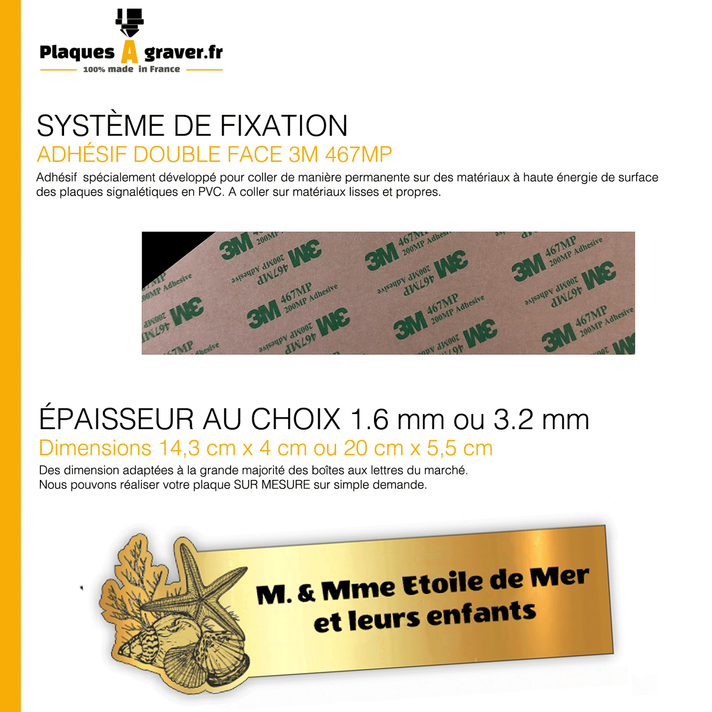 Plaque Boîte aux Lettres Adhésive PVC – Étoile de Mer 3D