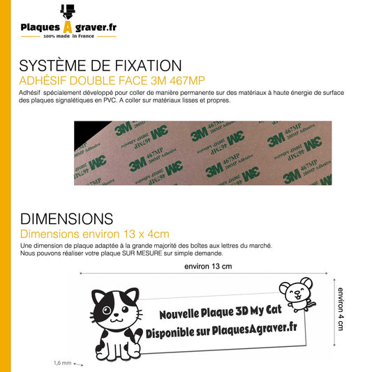 Plaque Boite aux Lettres Originale Chat et Souris 3D - Écriture Noire