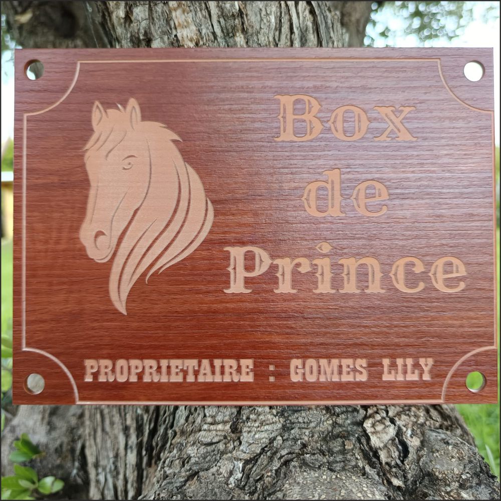 Plaque Propriétaire Box Cheval 200x150mm – Personnalisable et Élégante