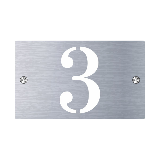 Plaque Numéro de Maison Premium S1 Mini – Acier sur Fond Blanc