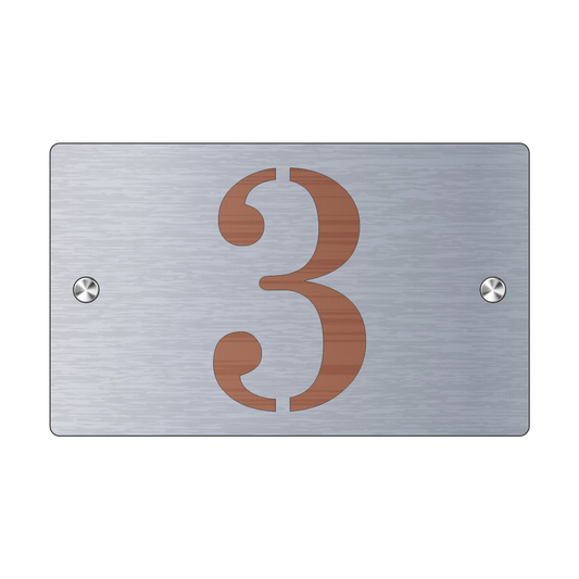 Plaque Numéro de Maison Premium S1 Mini – Acier sur Fond Cuivre