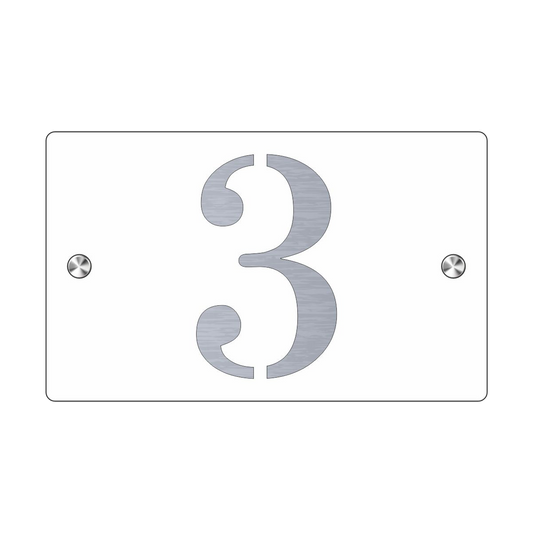 Plaque Numéro de Maison Premium S1 Mini – Blanc sur Fond Acier