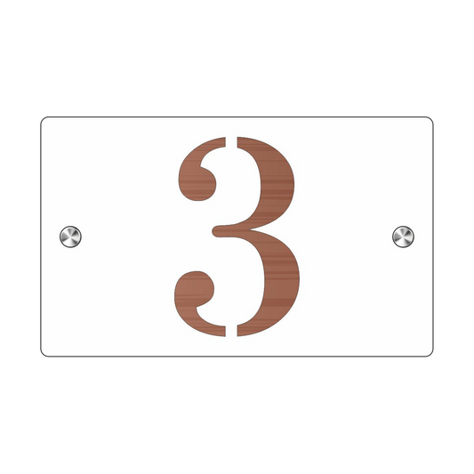 Plaque Numéro de Maison Premium S1 Mini – Blanc sur Fond Cuivre