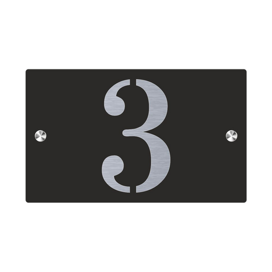 Plaque Numéro de Maison Premium S1 Mini – Noir sur Fond Acier