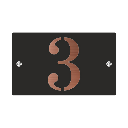 Plaque Numéro de Maison Premium S1 Mini – Noir sur Fond Cuivre
