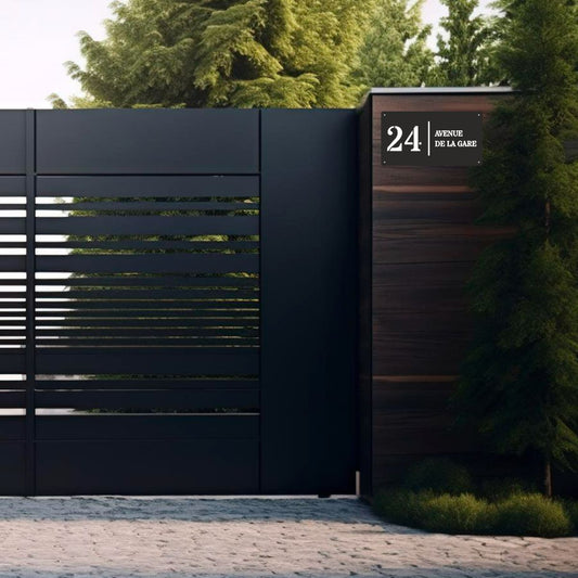 Plaque Numéro de Maison Premium S2 – Noir sur Fond Blanc