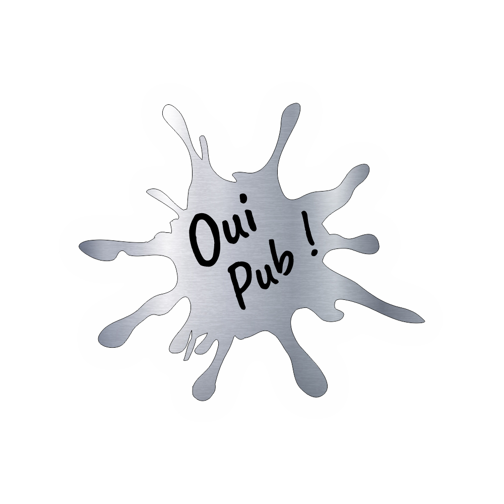 Autocollant Non Pub ou Oui Pub Splash 60mm Acier - Plaque 3D