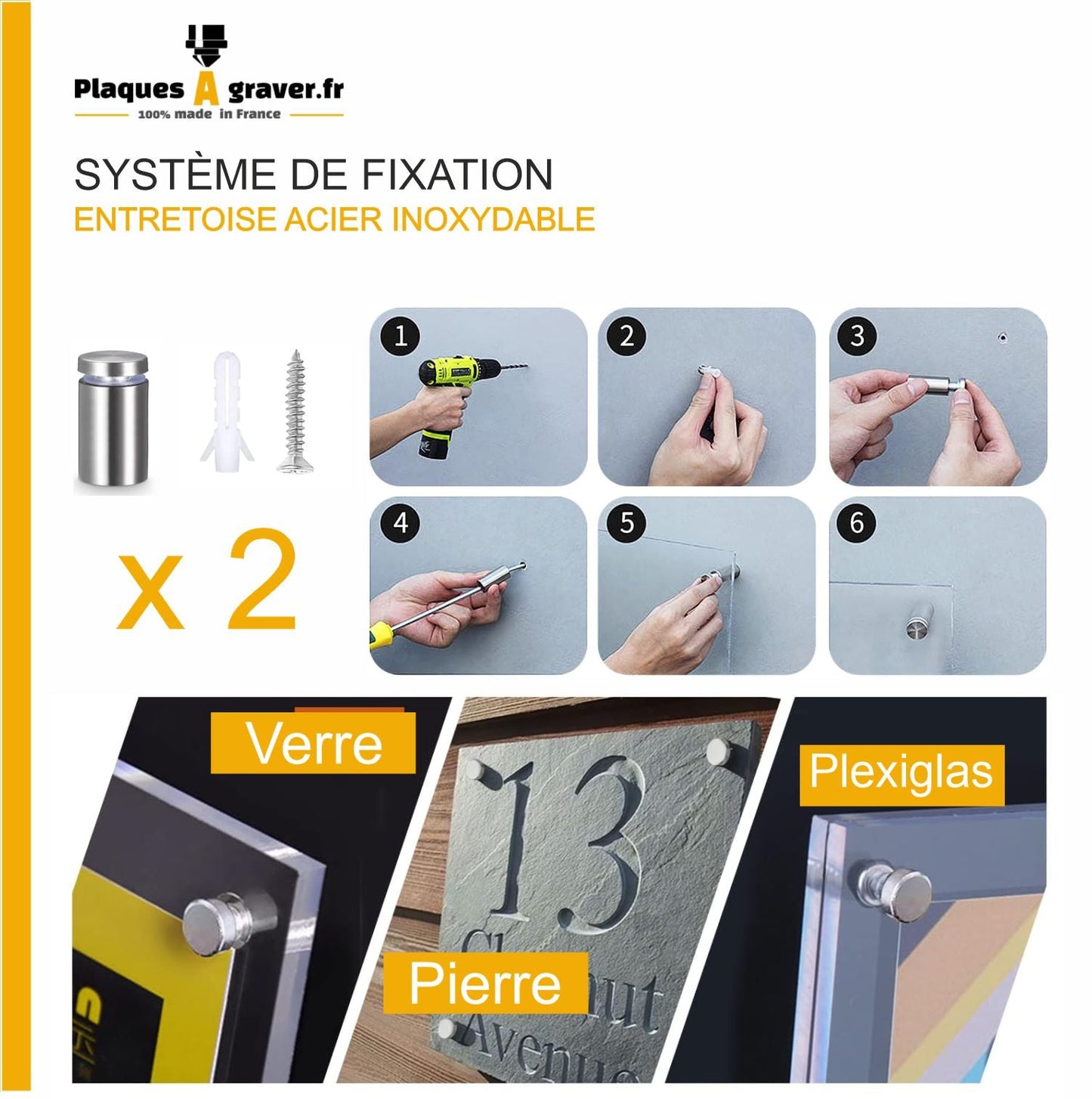 Plaque Numéro de Maison Premium S1 Mini – Acier sur Fond Or