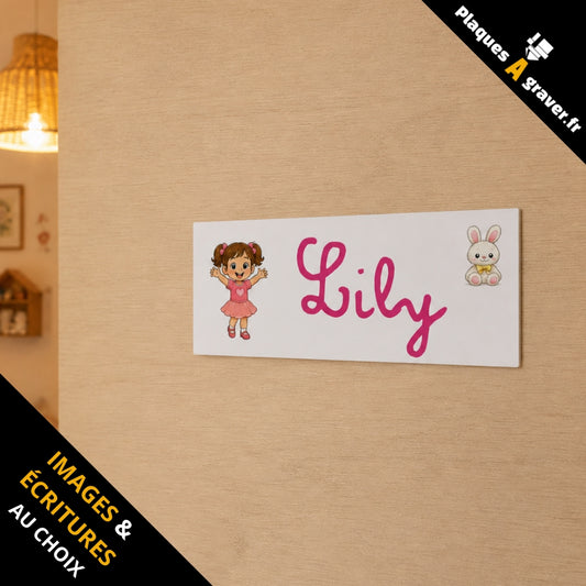 Plaque de porte chambre enfant personnalisée couleur avec prénom et motifs