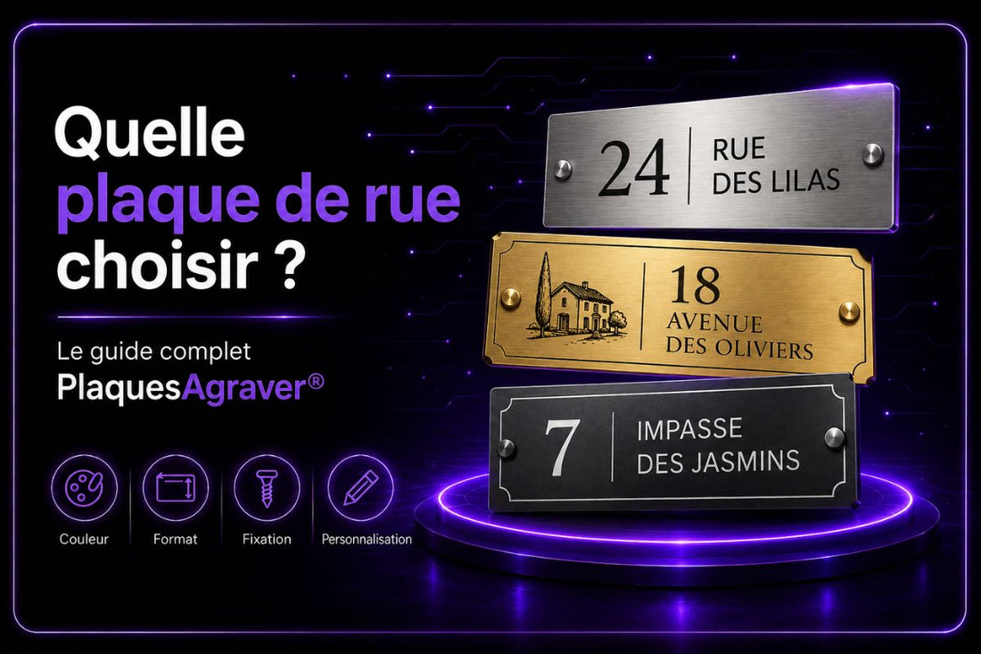 Guide complet pour choisir une plaque de rue personnalisée PlaquesAgraver® : couleur, format, fixation et personnalisation