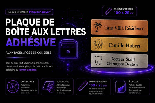 Guide complet pour choisir et poser une plaque de boîte aux lettres adhésive personnalisée au format standard 100 x 25 mm