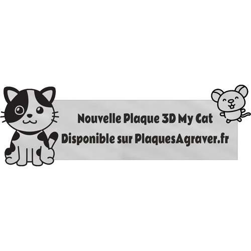 Gravure Plaque Boite aux Lettres Originale Mon Chat 3D Écriture Noire - PlaquesAgraver.fr