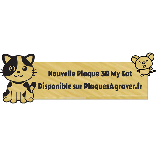 Gravure Plaque Boite aux Lettres Originale Mon Chat 3D Écriture Noire - PlaquesAgraver.fr