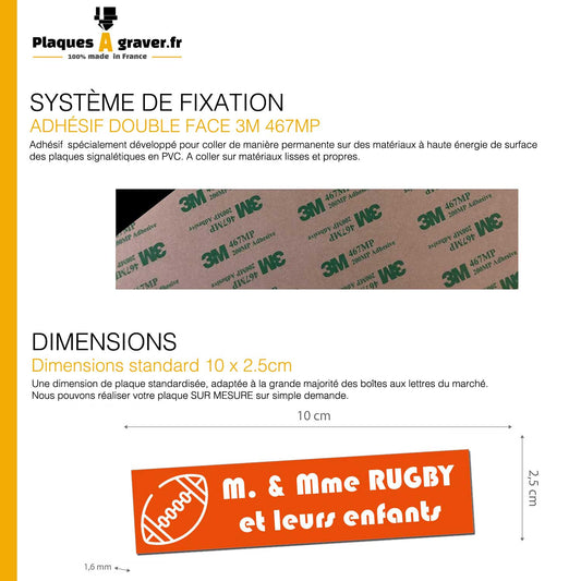 Plaque boîte aux lettres personnalisée adhésive – Ballon de rugby