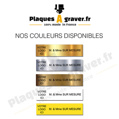 Plaque Adhésive Gravée Sur Mesure Avec Logo & Texte Noir 100x25mm
