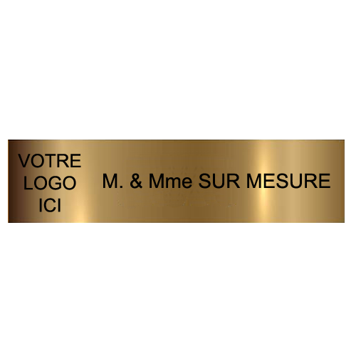 Plaque Adhésive Gravée Sur Mesure Avec Logo & Texte Noir 100x25mm