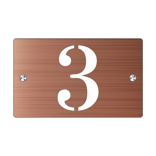 Plaque Numéro de Maison Premium S1 Mini – Cuivre sur Fond Blanc