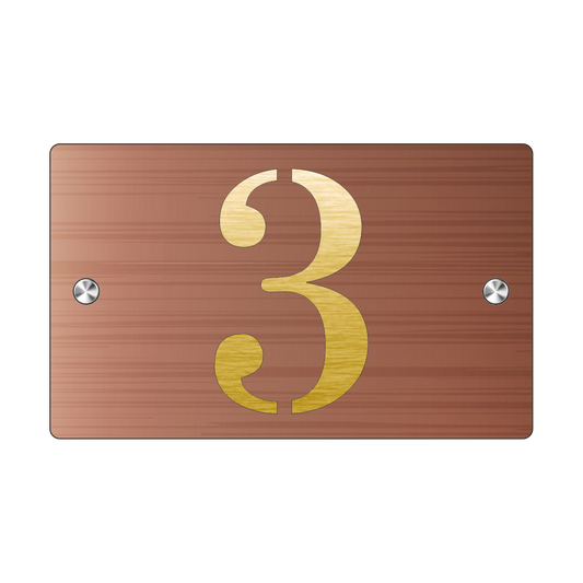 Plaque Numéro de Maison Premium S1 Mini – Cuivre sur Fond Or