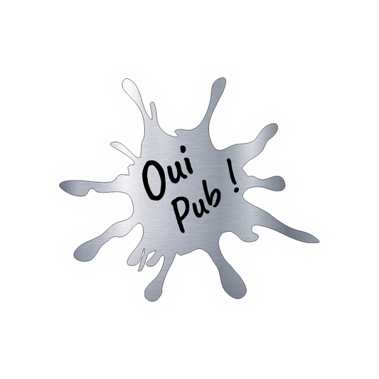 Autocollant Non Pub ou Oui Pub Splash 60mm Acier - Plaque 3D