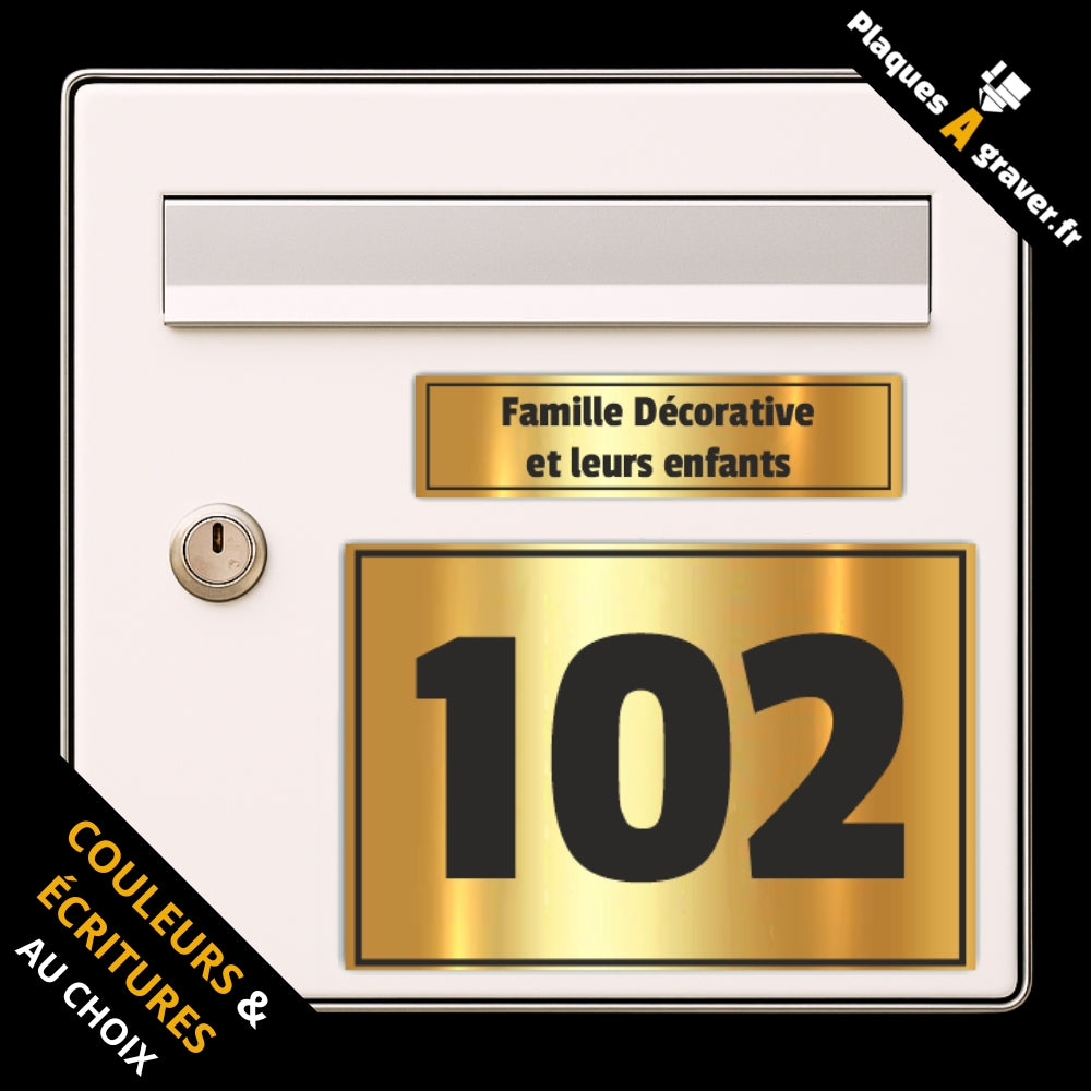 Coffret Cadre Déco 1 avec plaque de boîte aux lettres personnalisée et plaque numéro de maison assortie encadrée