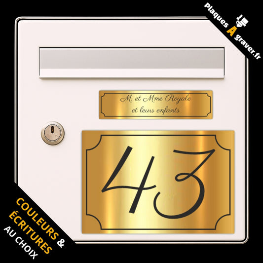 Coffret Royal avec plaque de boîte aux lettres personnalisée et plaque numéro de maison assortie au style chic