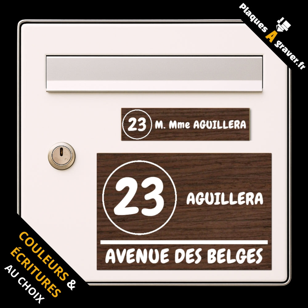 Coffret Numéro Rond avec plaque de boîte aux lettres personnalisée et plaque numéro de maison assortie avec numéro dans un cercle