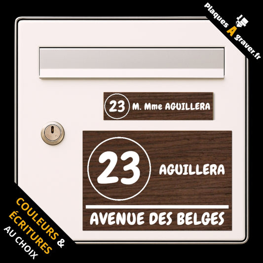 Coffret Numéro Rond avec plaque de boîte aux lettres personnalisée et plaque numéro de maison assortie avec numéro dans un cercle
