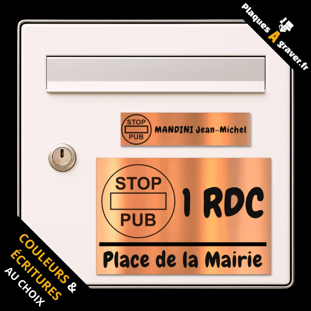 Coffret Stop Pub avec plaque de boîte aux lettres personnalisée et plaque numéro de maison assortie