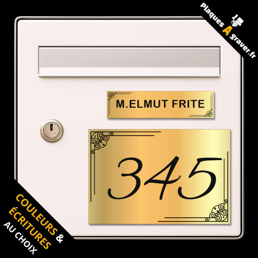 Coffret Tradition 2 avec plaque de boîte aux lettres personnalisée et plaque numéro de maison assortie au style élégant