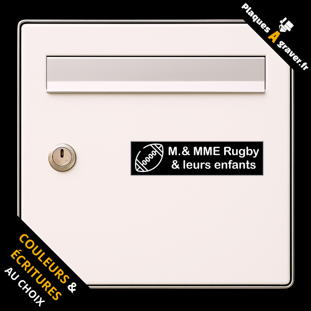 Plaque de boîte aux lettres personnalisée avec logo ballon de rugby – gravure au laser Plaques à Graver