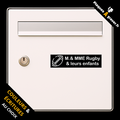 Plaque de boîte aux lettres personnalisée avec logo ballon de rugby – gravure au laser Plaques à Graver