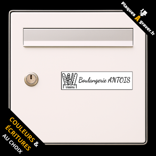 Plaque boîte aux lettres personnalisée adhésive pour boulanger avec dessin de plusieurs pains – gravure au laser Plaques à Graver