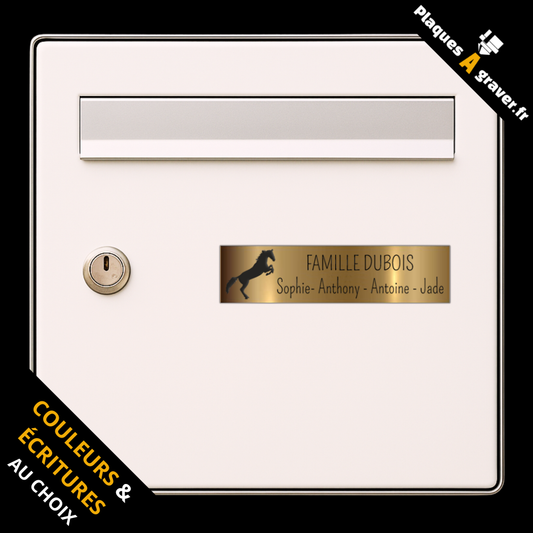 Plaque boîte aux lettres personnalisée adhésive avec motif cheval – gravure au laser Plaques à Graver