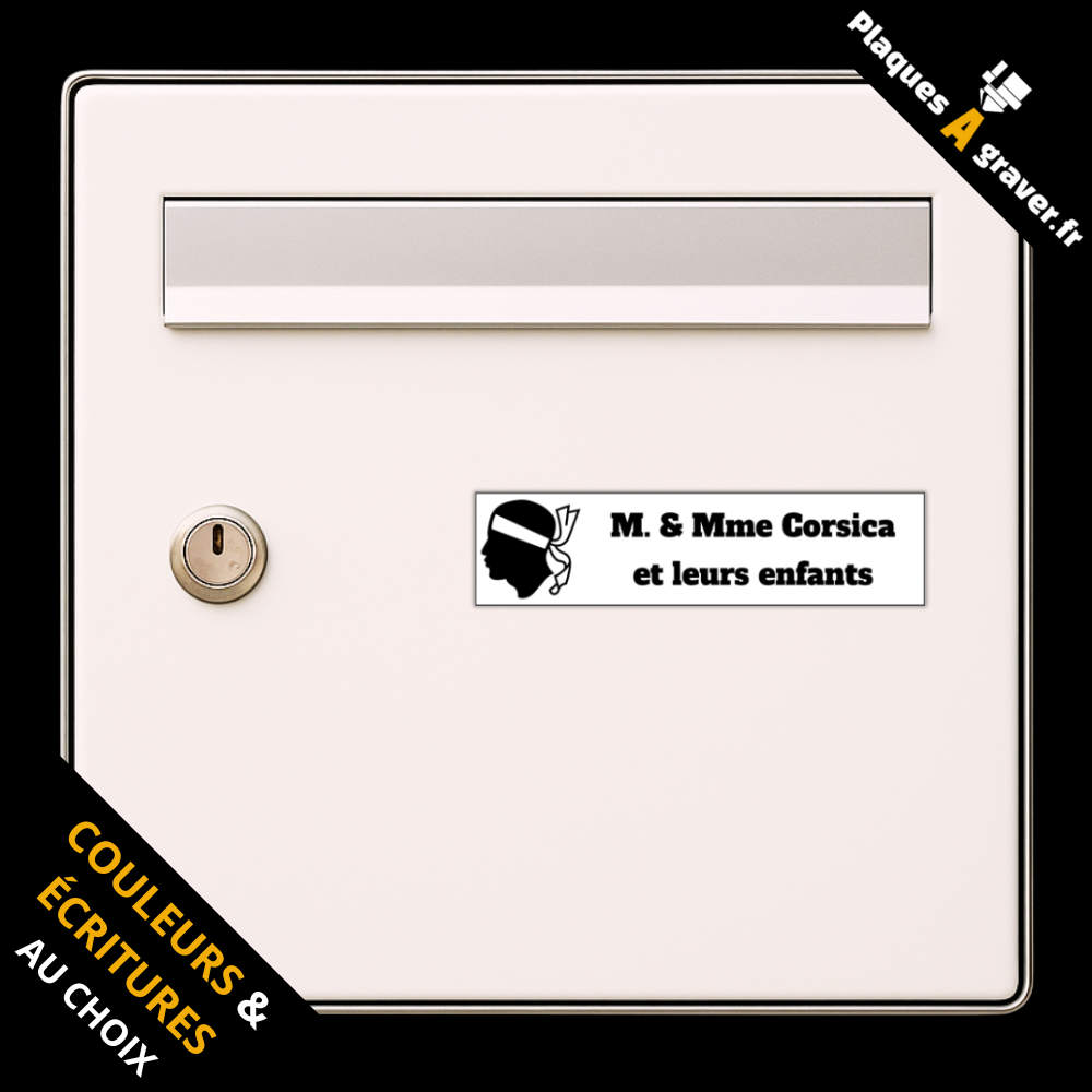 Plaque de boîte aux lettres personnalisée avec logo Corse tête de Maure – gravure au laser Plaques à Graver