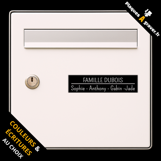 Plaque boîte aux lettres personnalisée adhésive avec motif famille Family – gravure au laser Plaques à Graver