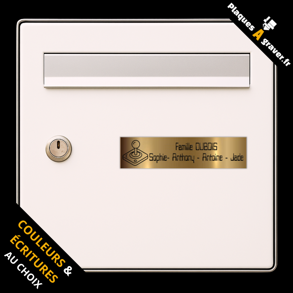 Plaque de boîte aux lettres personnalisée avec logo joystick rétro – gravure au laser Plaques à Graver
