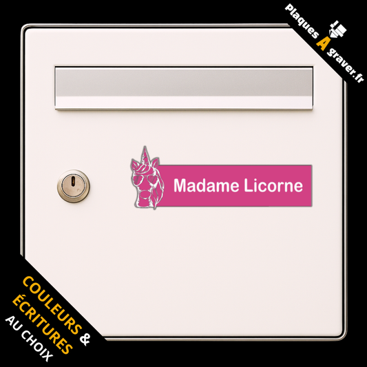 Plaque boîte aux lettres personnalisée Licorne Star 3D avec motif licorne gravé au laser