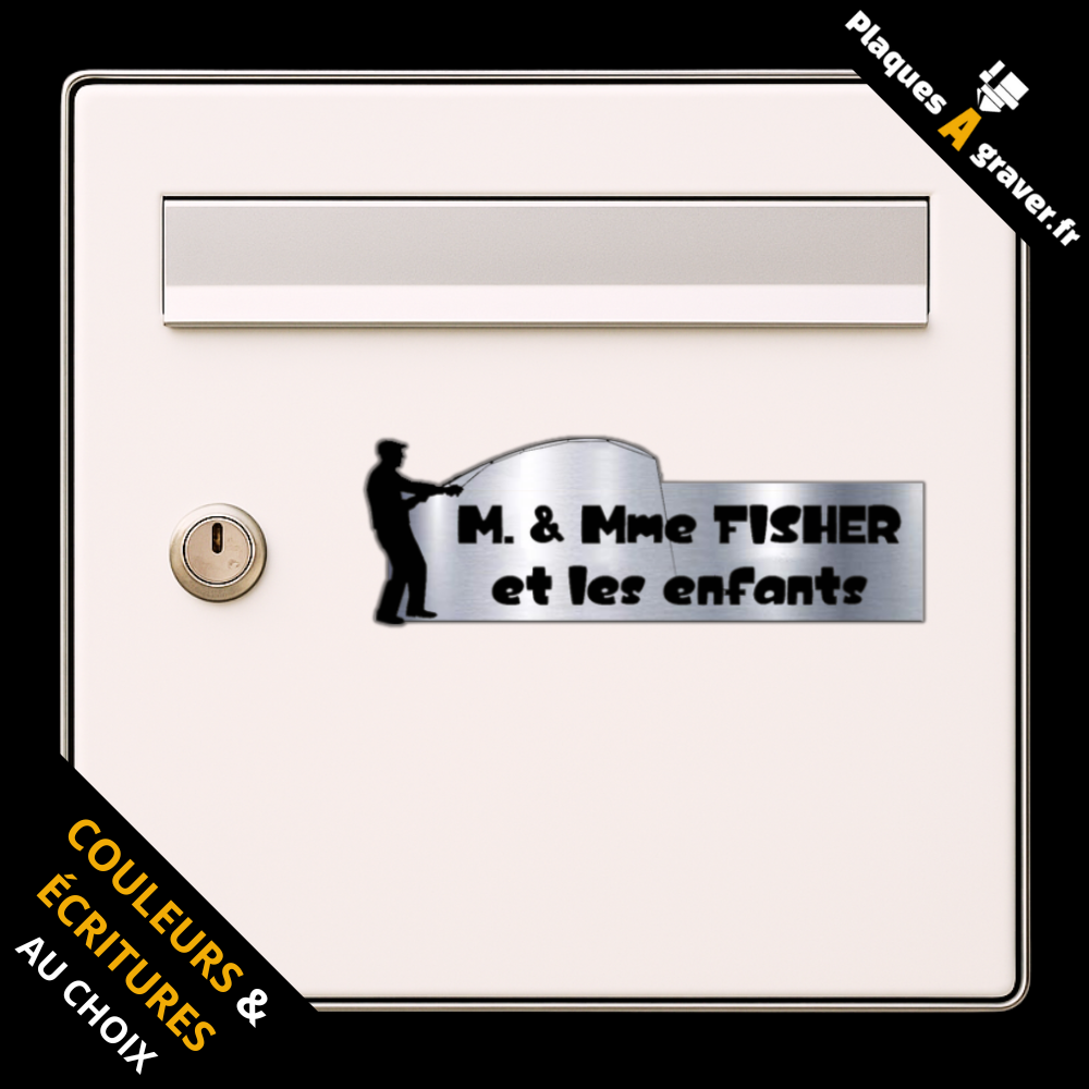 Plaque de boîte aux lettres personnalisée avec logo pêcheur – gravure au laser Plaques à Graver