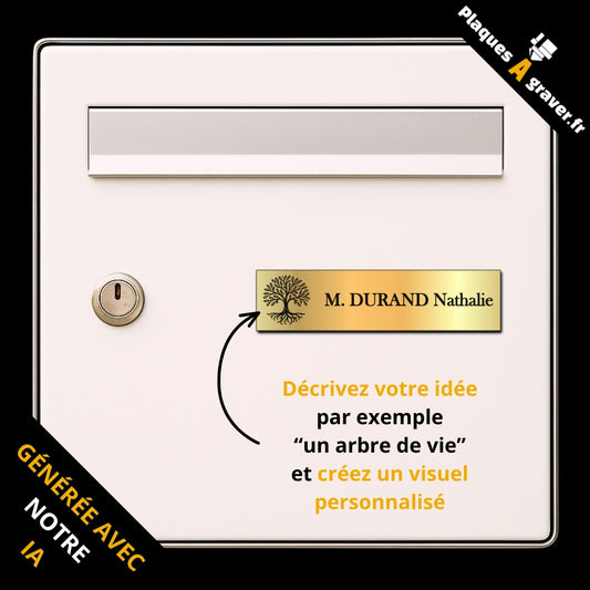 plaque de boite aux lettres avec motif personnalisé gravé grâce à notre l'intelligence artificielle