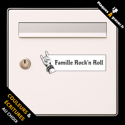 Plaque de boîte aux lettres personnalisée rock 3D adhésive, gravée en France
