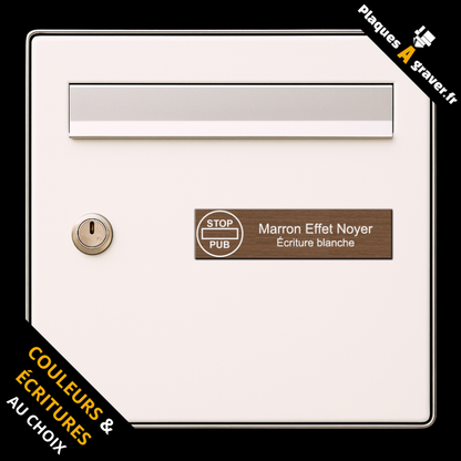 Plaque de boîte aux lettres personnalisée avec logo Stop Pub – gravure au laser Plaques à Graver