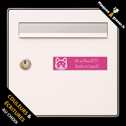 Plaque boîte aux lettres personnalisée adhésive avec motif chat Chat Kitty – gravure au laser Plaques à Graver