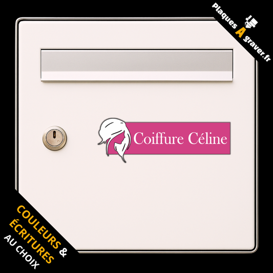 Plaque boîte aux lettres personnalisée Coiffeuse 3D avec motif coiffure gravé au laser