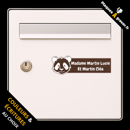 Plaque boîte aux lettres personnalisée Panda 3D avec motif panda gravé au laser