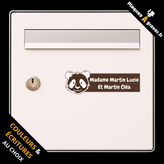 Plaque boîte aux lettres personnalisée Panda 3D avec motif panda gravé au laser