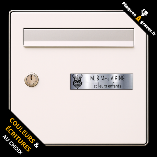 Plaque boîte aux lettres personnalisée adhésive avec motif tête de viking – gravure au laser Plaques à Graver