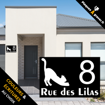 Plaque numéro de maison et nom de rue personnalisés – Chat Catcity