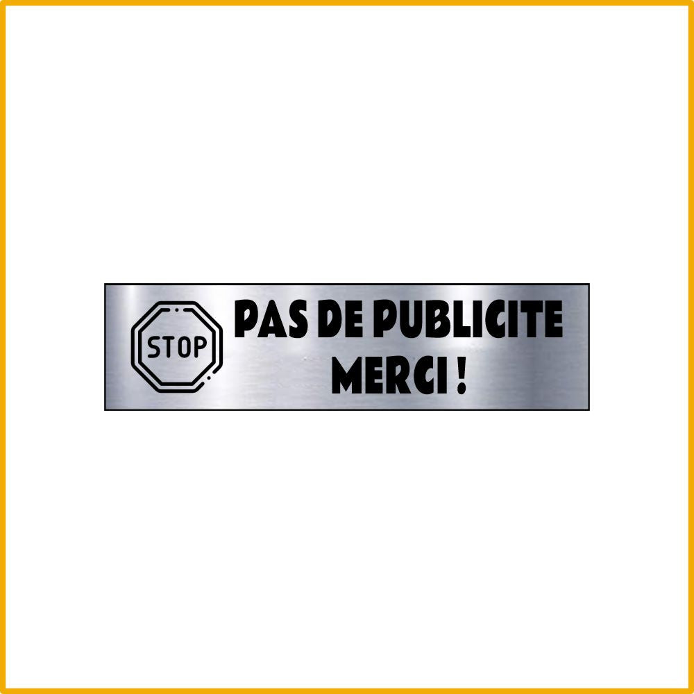 STOP PUB MERCI Plaque Adhésive 100x25mm 11 Couleurs